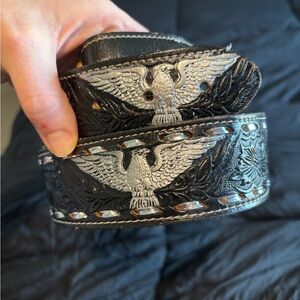 Genuine Leather tooled eagle belt